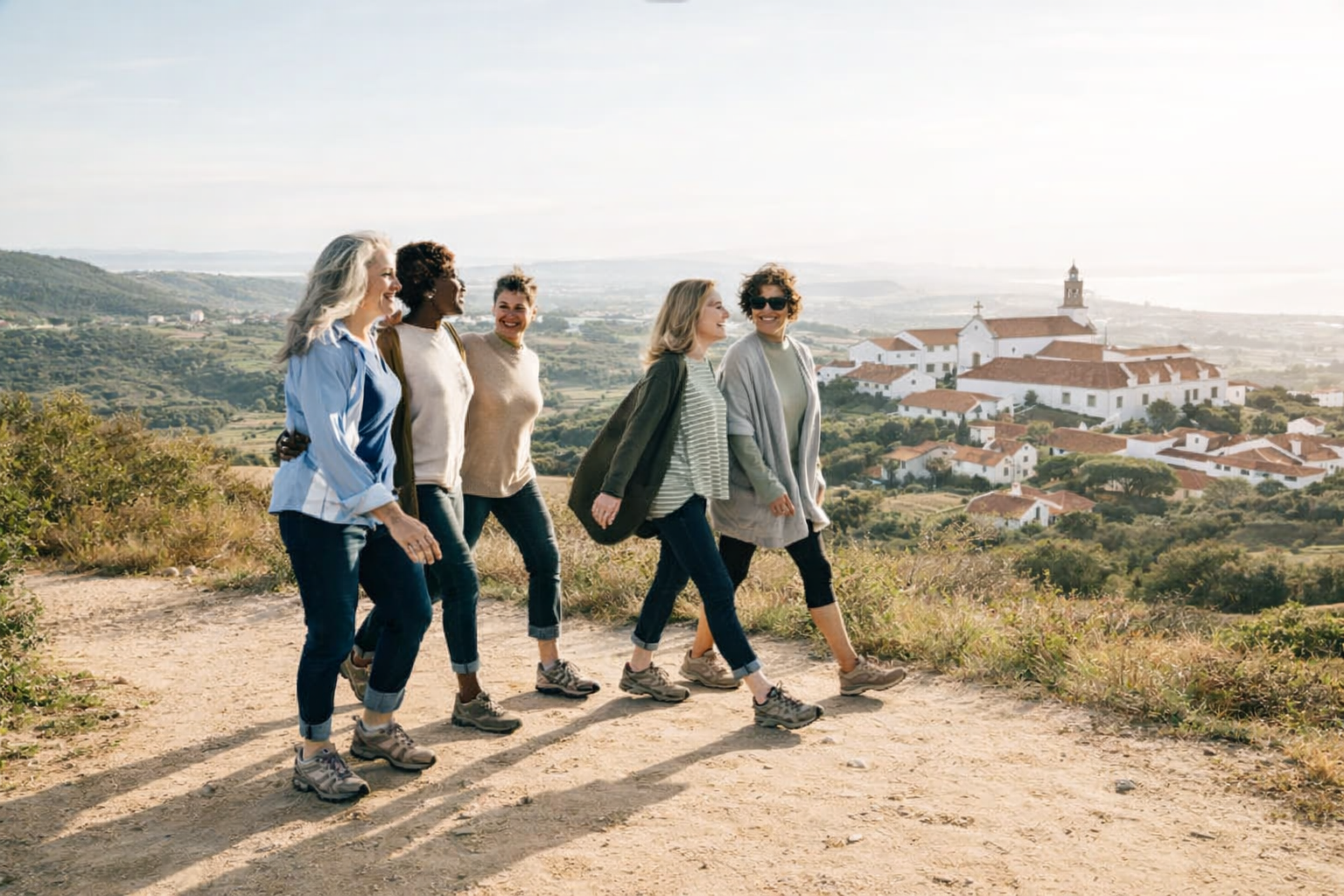 Women walking together in Portugal